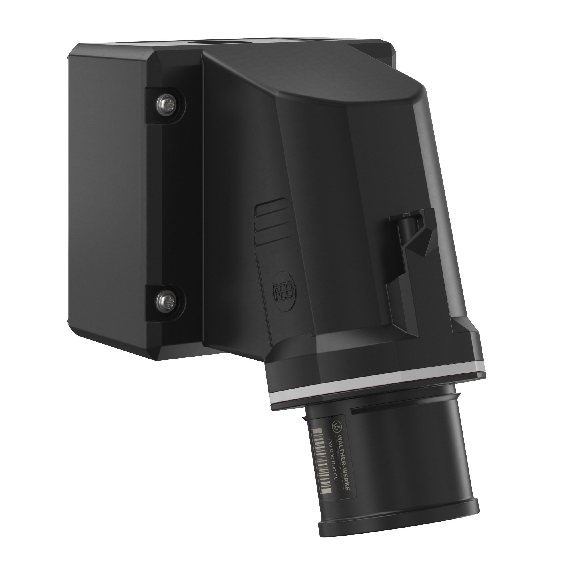 Walther Werke FW734301CC CEE NEO Wandgerätestecker schräg 32A 3P 1h IP54 mit Käfigzugfeder-Technik und drehbarem Boden