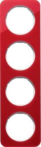 Berker 10142349 Rahmen 4-fach, R.1, Acryl rot transparent/polarweiß glänzend
