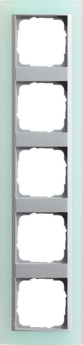 Gira 021551 Abdeckrahmen 5-fach Zwischenrahmen Farbe alu, Gira Event Opak, mint
