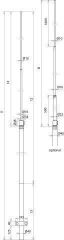 Dehn 105 170 Fangstange D40 4000mm