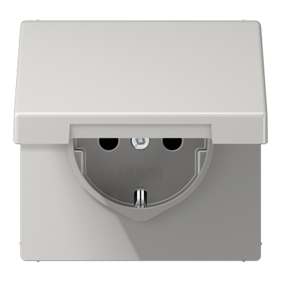 Jung LS1520KLLG Schutzkontakt-Steckdose, 16 A 250 V ~, Klappdeckel, Duroplast, Serie LS, lichtgrau