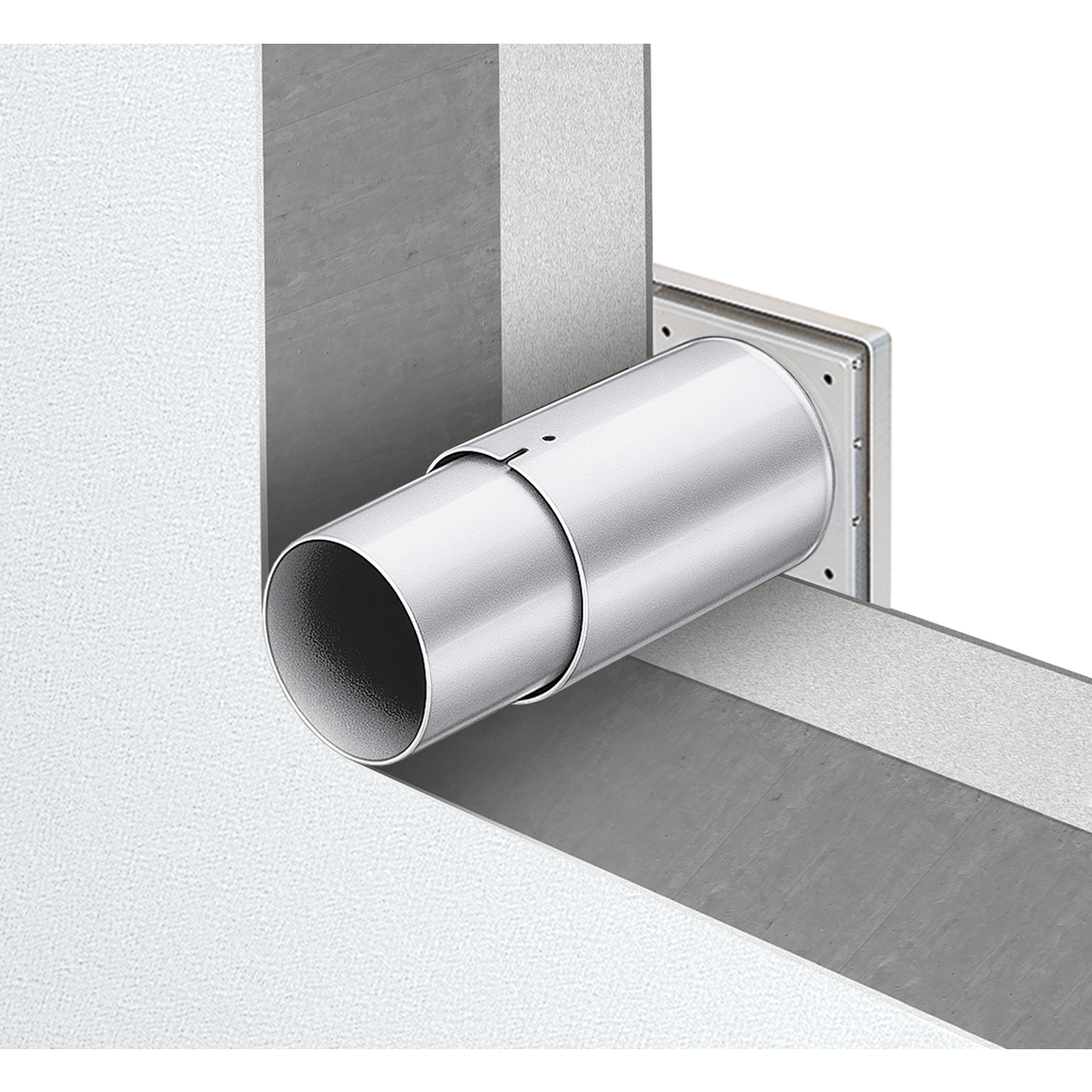 Helios MiniVent WES 90/100 Wandeinbausatz – teleskopierbares Wand-/Futterrohr