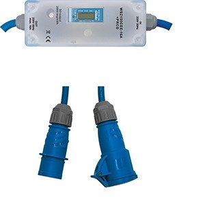Eltako 28016117 Mobiler Wechselstromzähler 16 A mit Schutzkontaktstecker und Schutzkontaktkupplung, MID, 155 x 60 x 82 mm