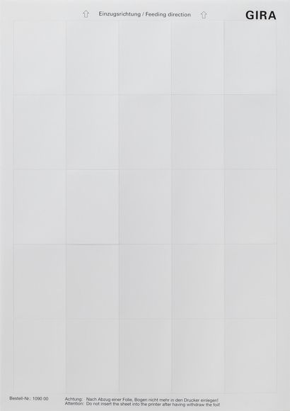 Gira 109000 Beschriftungsbögen 38 x 54 mm, Zubehör