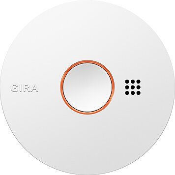 Gira 114502 Rauchwarnmelder Basic Q, Q-Label, LED Leuchtring, 9V Batterie, Batterieausfallwarnung, Streulichtmessung
