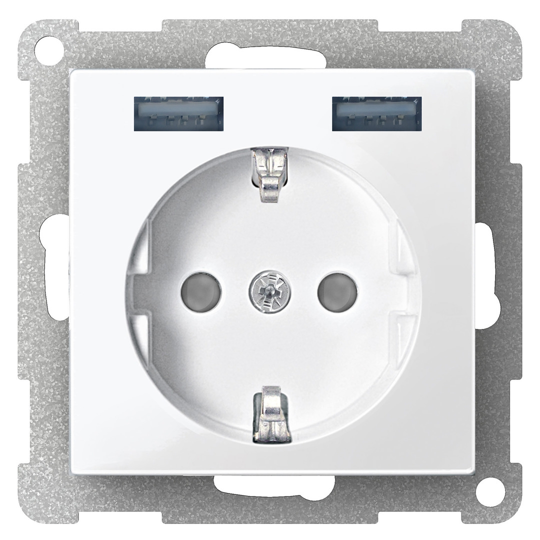 Merten MEG2366-0325 Schutzkontakt Steckdose mit USB Ladegerät Typ A+A, System M, Aktivweiß