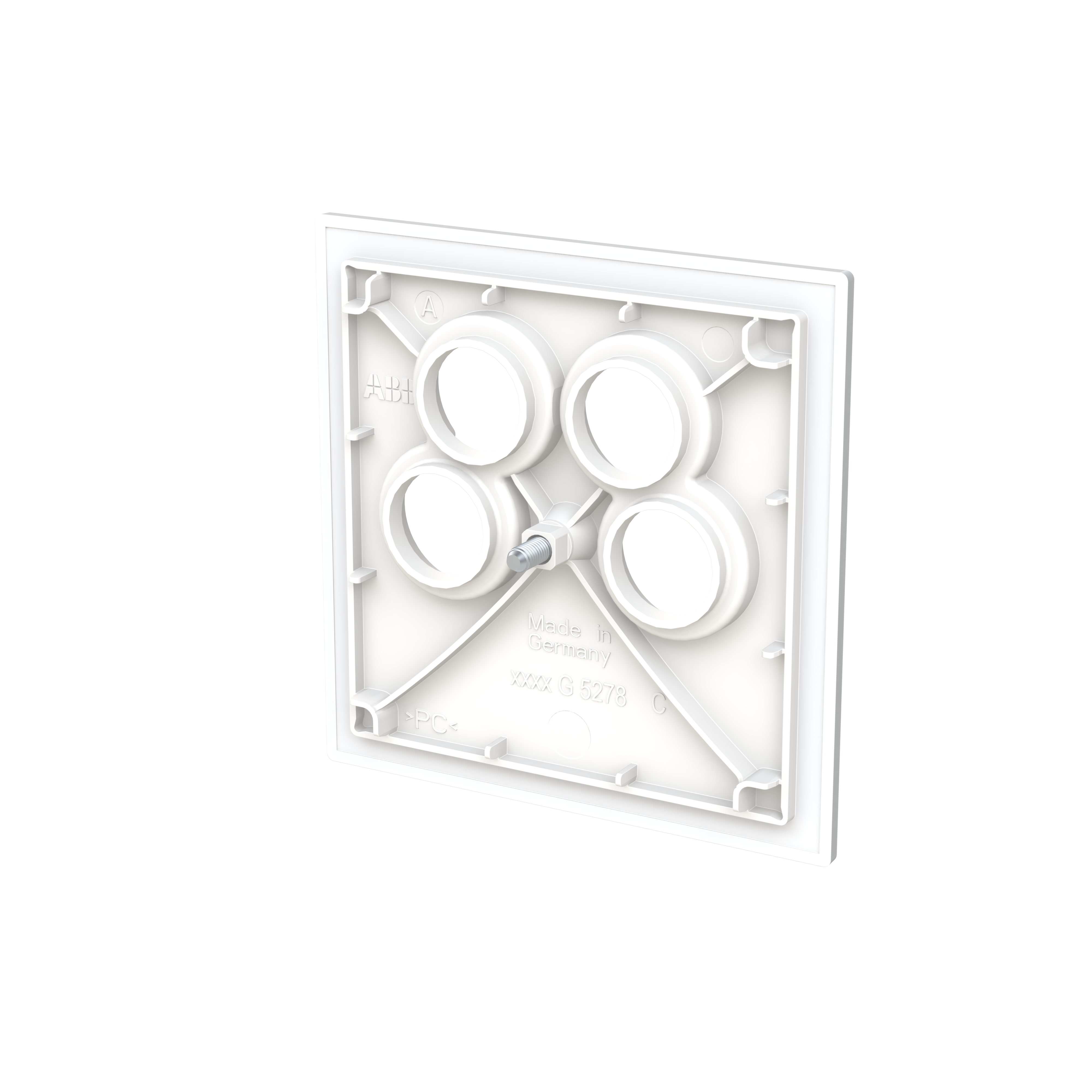 Busch-Jaeger 1743/10-04-44G Zentralscheibe TV/SAT, 4-fach für Antennensteckdose der Fa. Ankaro, 50 x 50 mm, studioweiß glänzend, Busch-art linear