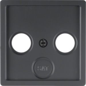 Berker MAN0206923 Zentralstück für Antennen-Steckdose 2- und 3-Loch, Q.x, tiefschwarz matt