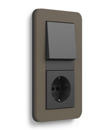 Gira 0211426 Abdeckrahmen 1-fach, Gira E3, umbra Soft-Touch mit Trägerrahmen anthrazit