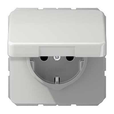 Jung CD1520BFKLLG Schutzkontakt-Steckdose, 16 A 250 V ~, Klappdeckel, Thermoplast, Serie CD, lichtgrau