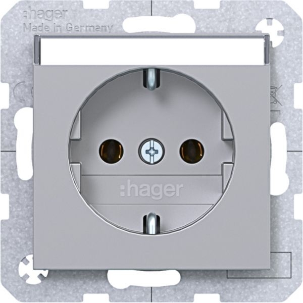 Hager WAS1101TA Schutzkontaktsteckdose, Beschriftungsfeld, Steckklemmen, A.x/C.x, titan matt