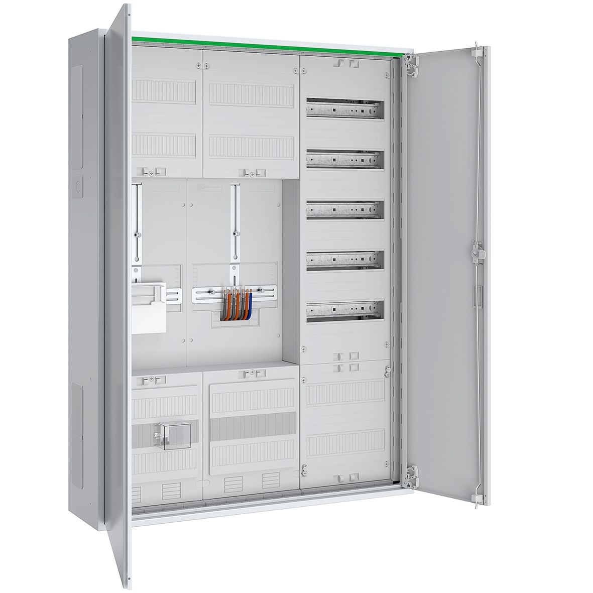 ABN ABNRS307Z0071 Zählerschrank 3Pkt, 1Z, 1T, 1V, 1APZ, HLAK/Kanal, IP44, SKII, 5-polig, BxHxT 800x1100x210 mm, weiß