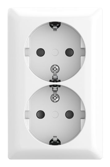 Busch-Jaeger 202 EAPBJ-524 Schutzkontakt-Doppelsteckdose Safety+, Aufputz, 16A, Busch-balance AP, alpinweiß glänzend