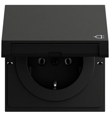 Gira 445474 Schutzkontakt-Steckdose mit Klappdeckel, System 70, schwarz matt (lackiert)