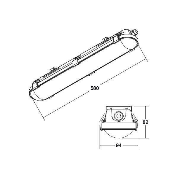 Brumberg 78011114 LED-Feuchtraum-Wannenleuchte HUMID ONE 580 mm, 4000 K, 18 W, 2.300 lm, Betriebsgerät schaltbar