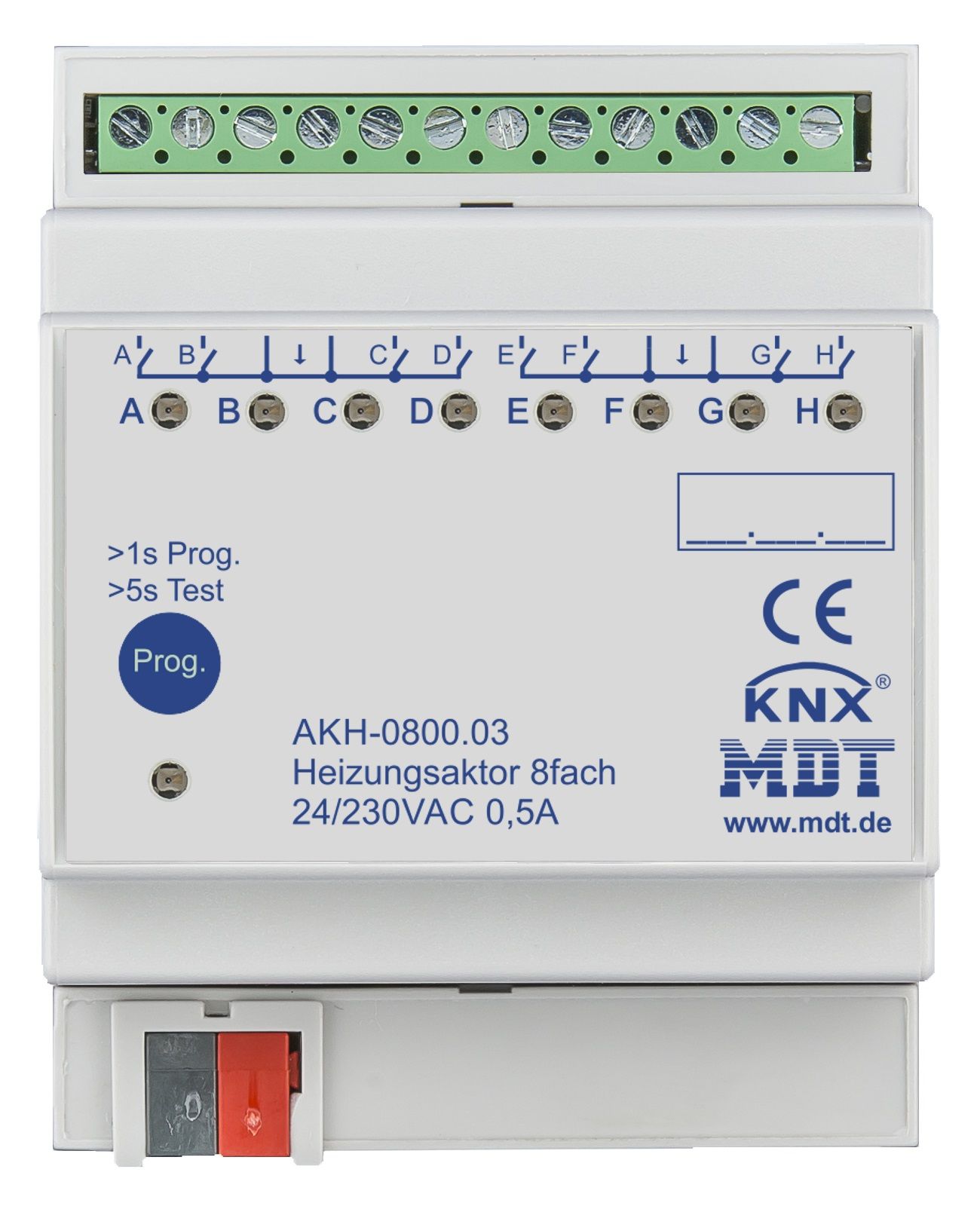 MDT AKH-0800.03 Heizungsaktor 8-fach, 4TE REG, 24-230VAC
