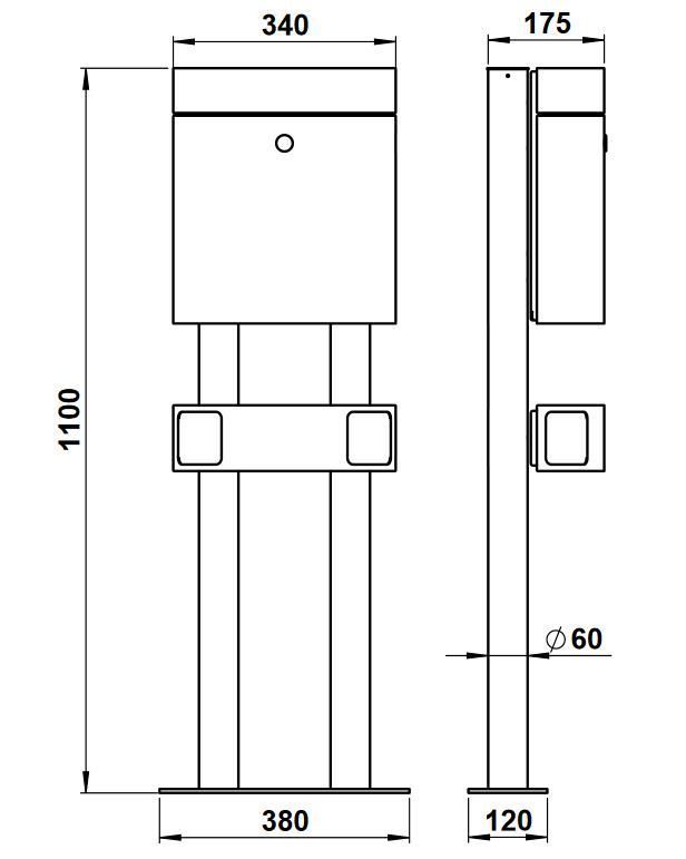 Albert 690765 Standbriefkasten mit Zeitungshalter