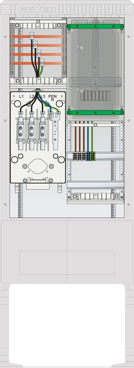 ABN SZ175ZZ1403 Zähleranschlusssäule 1 ZP, 4pol, HLAK, 28 mm², grau