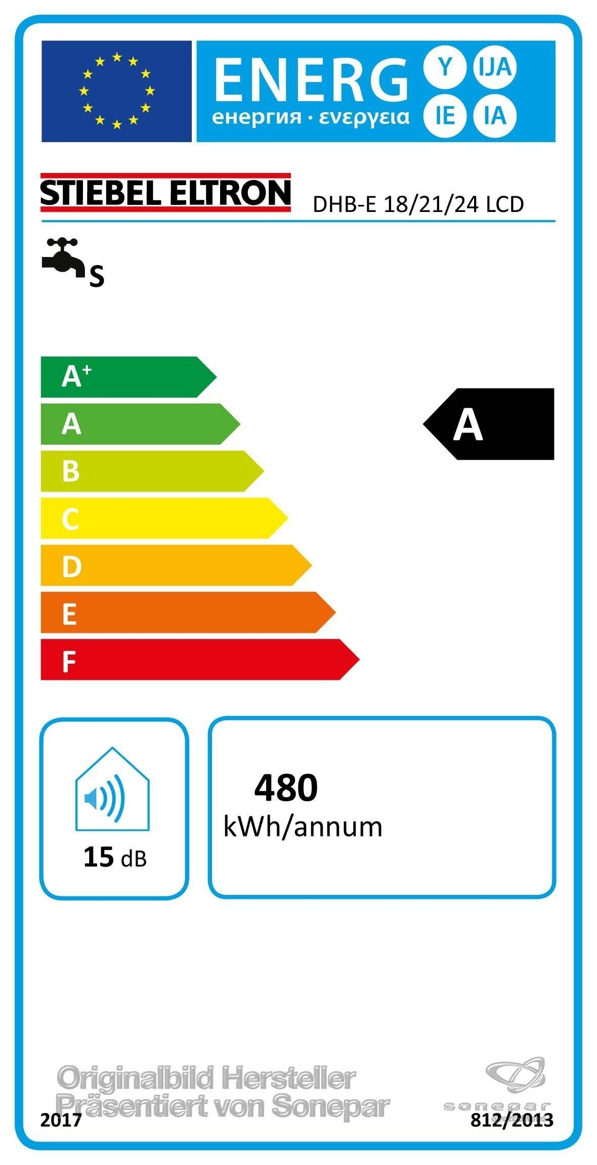 Stiebel Eltron DHB-E 18/21/24 LCD Durchlauferhitzer, 400 V, IP25, weiß