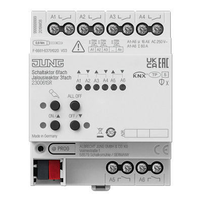 Jung 230061SR KNX Schaltaktor 6-fach, KNX Jalousieaktor 3-fach, Secure