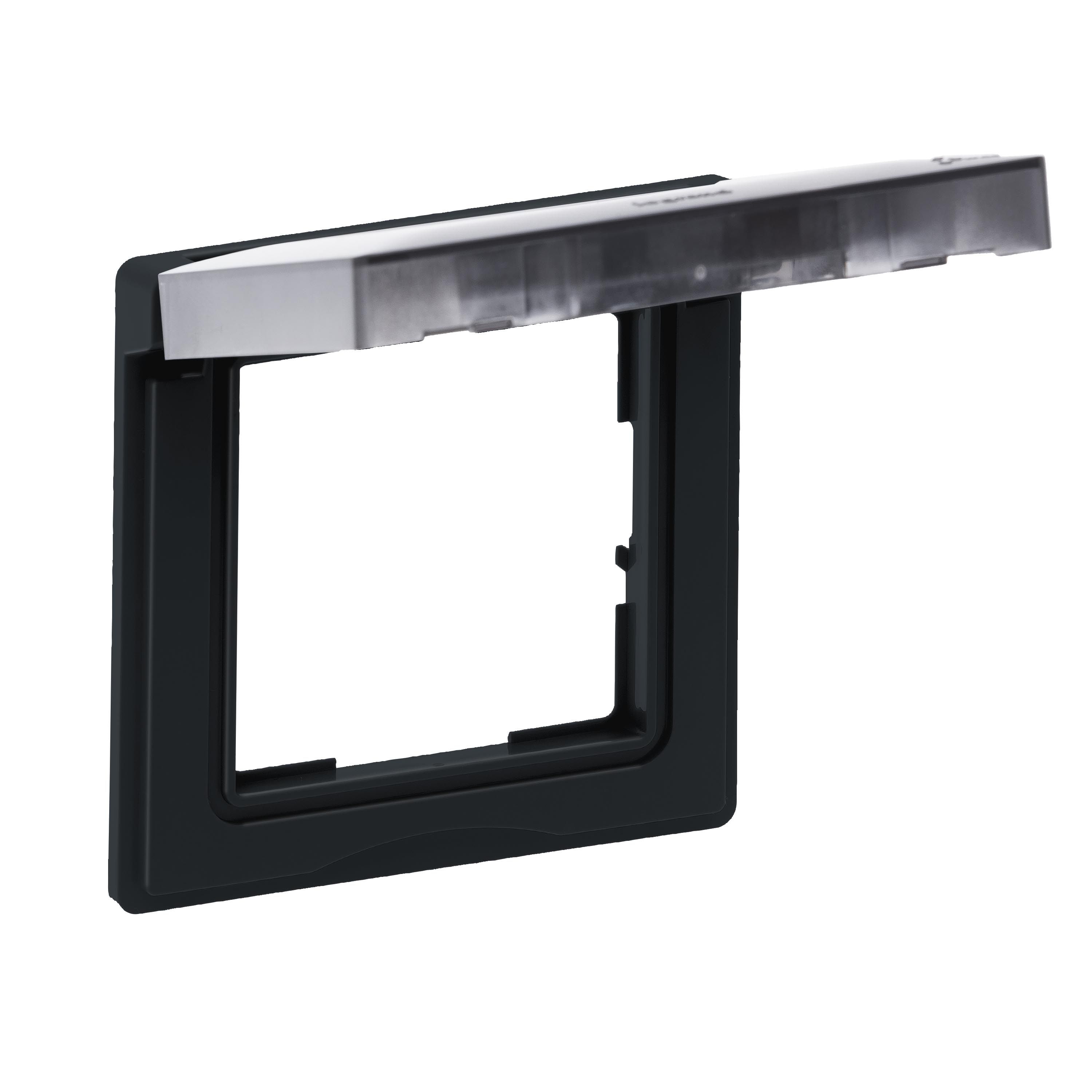 Legrand 765444 SEANO 1-fach Rahmen mit Klappdeckel für Standardeinsätze zur Erhöhung der Schutzart auf IP44, anthrazit lackiert