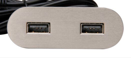 Kopp 939755015 VersaPICK USB Einbauset mit 2x USB, oval, Metall, edelstahl