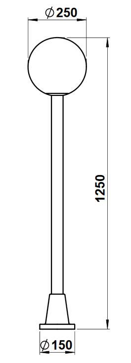 Albert 662053 Wegeleuchte, Höhe 1,25m, schwarz, Kugel Kristallglas