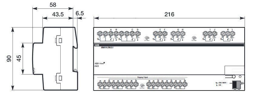ABB JRA/S6.230.3.1 Jalousie-/Rollladenaktor mit Binäreingängen, 6-fach, REG