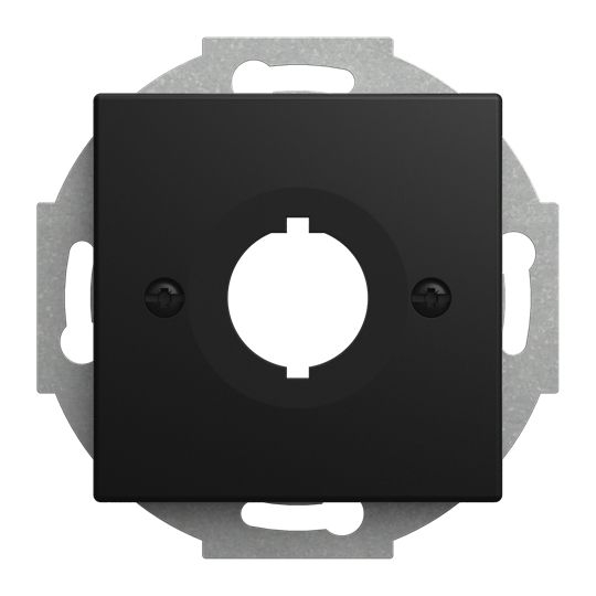Busch-Jaeger 2534-915 Zentralscheibe für Befehlsgeräte mit Durchmesser 19 mm, mit Tragring , Busch-balance SI, schwarz matt