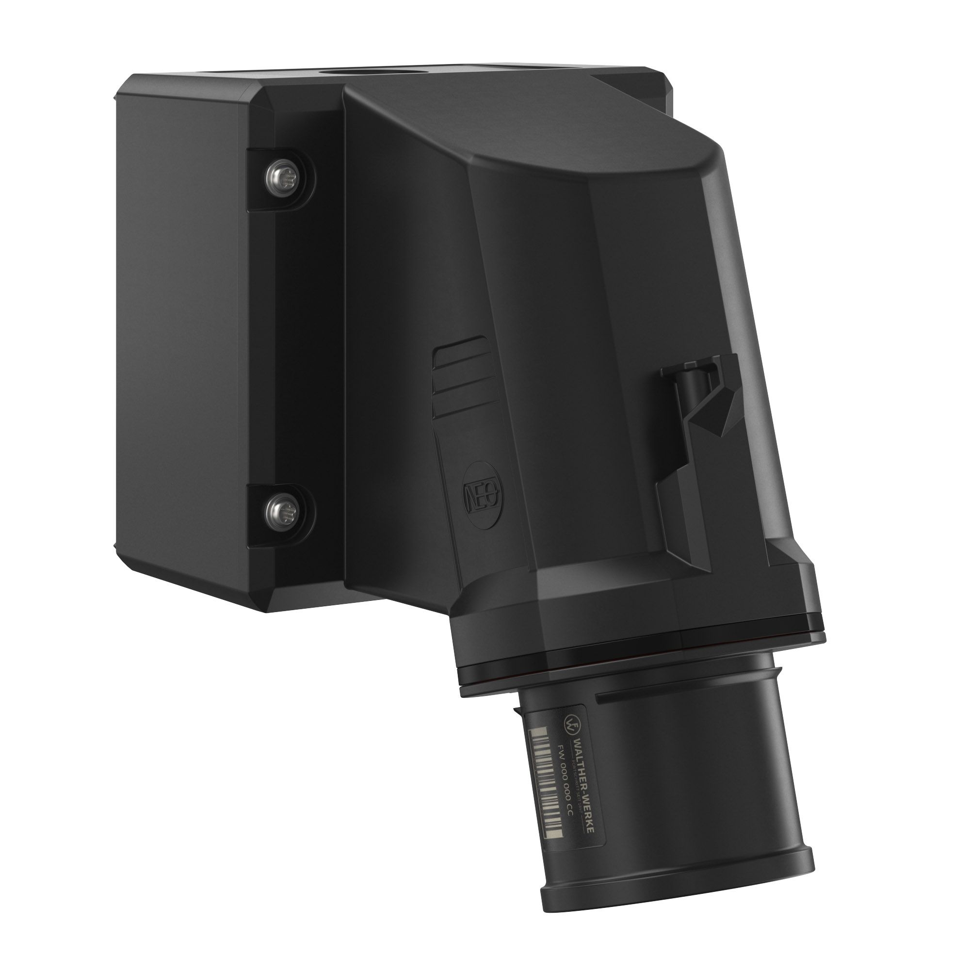 Walther Werke FW734307CC CEE NEO Wandgerätestecker schräg 32A 3P 7h IP54 mit Käfigzugfeder-Technik und drehbarem Boden
