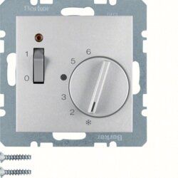 Berker 20301404 Temperaturregler mit Öffner, Zentralstück, Wippschalter und LED, S.1/B.3/B.7, alu matt