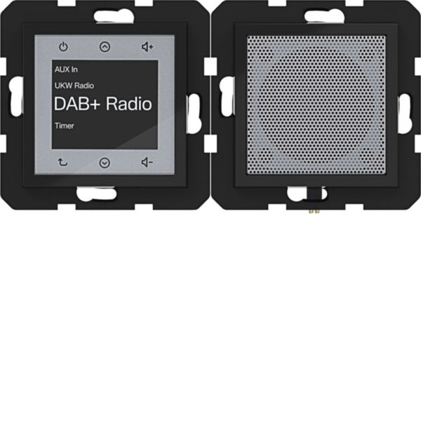 Hager WAN6010BG Radio Touch Unterputz DAB+ mit Lautsprecher, A.x/C.x, nachtschwarz glänzend