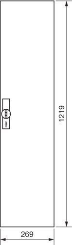 Hager FZ026N Ersatztür rechts mit Stangenverschluss, Klappgriff, für Hager-Schränke, 1250 x 300 mm