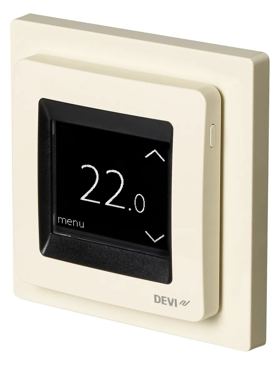Devi 140F1078 DEVIreg™ Touch Thermostat mit Bodenfühler, mit Rahmen, elfenbein