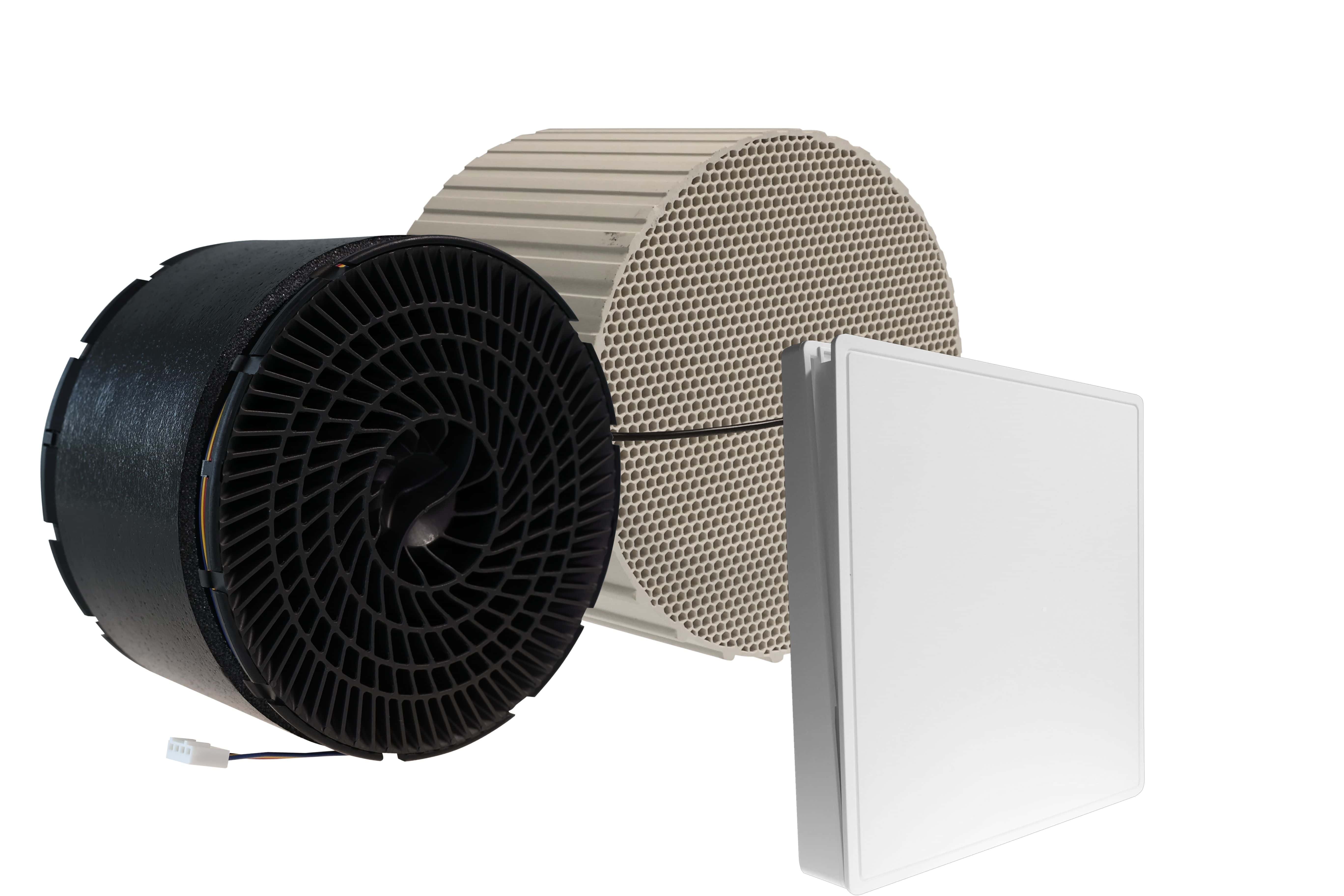 Zewotherm 14150002 ZEWO Fertigstellungsset SmartFan F, Bluetooth-Lüftereinheit, Keramik-Wärmetauscher WRG 2.0, kabellose Verbindung über 2,4GHz, Innenblende, effiziente Luftverteilung