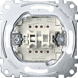 Merten MEG3153-0000 Doppeltaster-Einsatz, 1 Schließer 1-polig + 1 Öffner 1-polig, 10 A, Steckklemmen, AC 250 V
