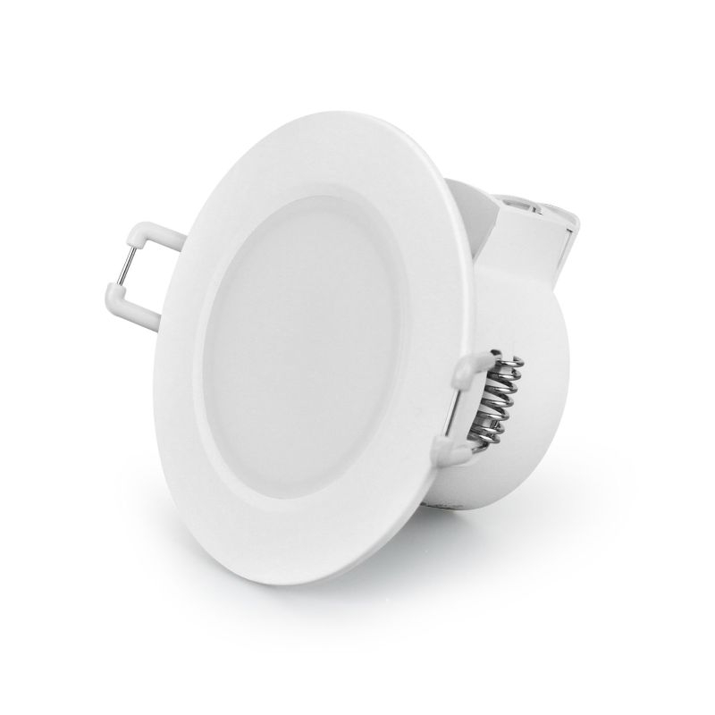 Heitronic 501457 LED Einbaustrahler DL7003, rund,  6,7 W, 3000/4000/6500 K, 550/630/610 Im, dimmbar, IP65, starr, weiß, schwarz und silber gebürsteter Abdeckring