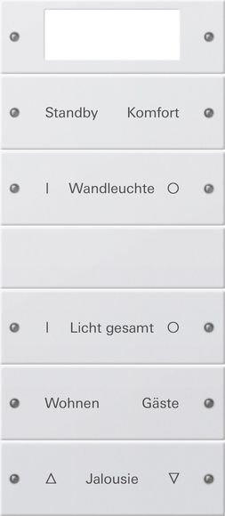 Gira 221527 Wippenset 5-fach Plus (2+3) beschreibbar, System 55, Reinweiß seidenmatt (lackiert)