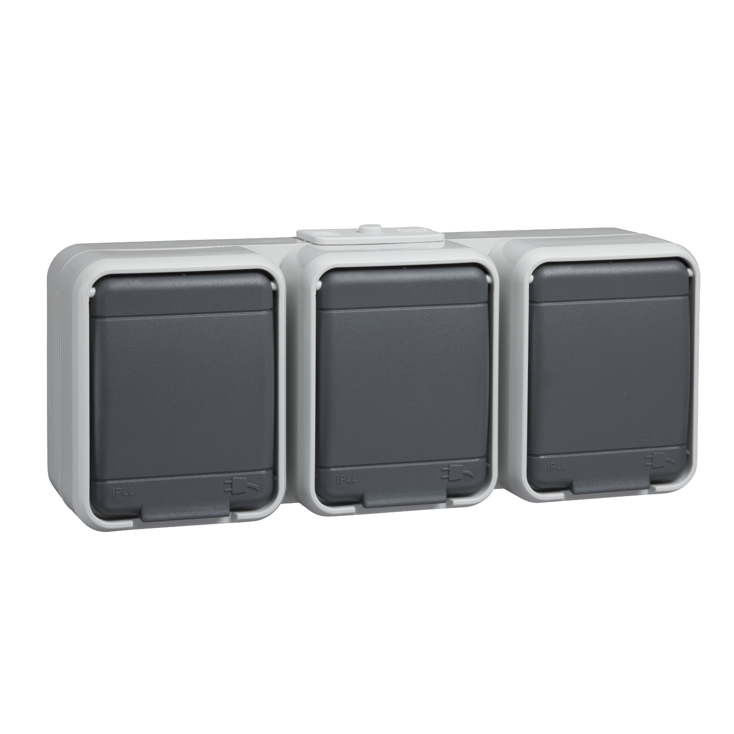 Elso 445809 Steckdose 3-fach, 16A, waagerecht, Steckklemme, Aqua-Top, licht-/basaltgrau matt