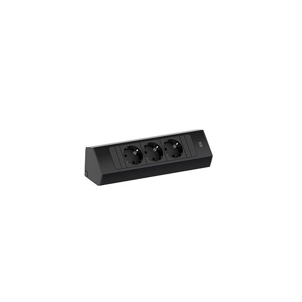 Bachmann 932.100 Steckdosenleiste CASIA 2 Kurz, 3x Schutzkontaktsteckdose, 2,0 m Aderendhülsen und beigelegter Montagestecker, schwarz