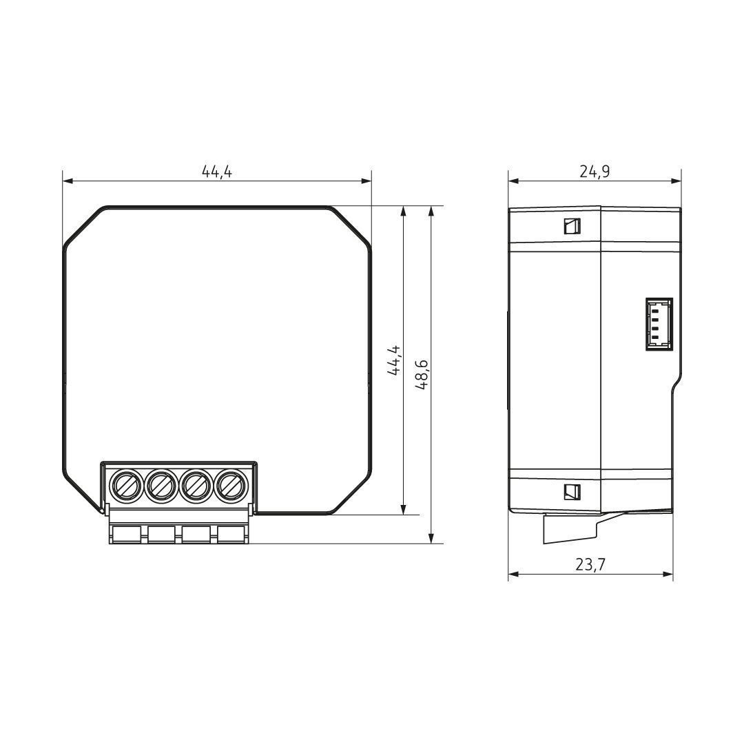 Theben 4800671 LUXORliving D1 S RF, 1-Kanal Funk-Universal-Dimmaktor, Unterputz, Einstellbare Dimmkurve, Automatische Lasterkennung