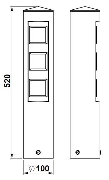 Albert 652102 Steckdosensäule mit 3 Steckdosen, Höhe 520mm, braun-messing