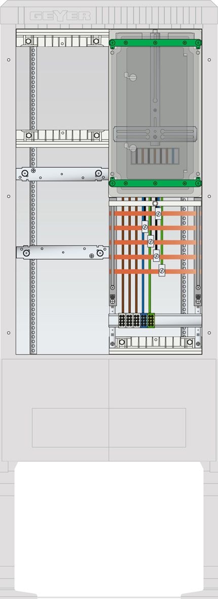 ABN SZ175ZL1501 Zähleranschlusssäule 1 ZP, Leerpl, 5pol, HLAK, 25 mm², IP54, ZP-Abd, grau
