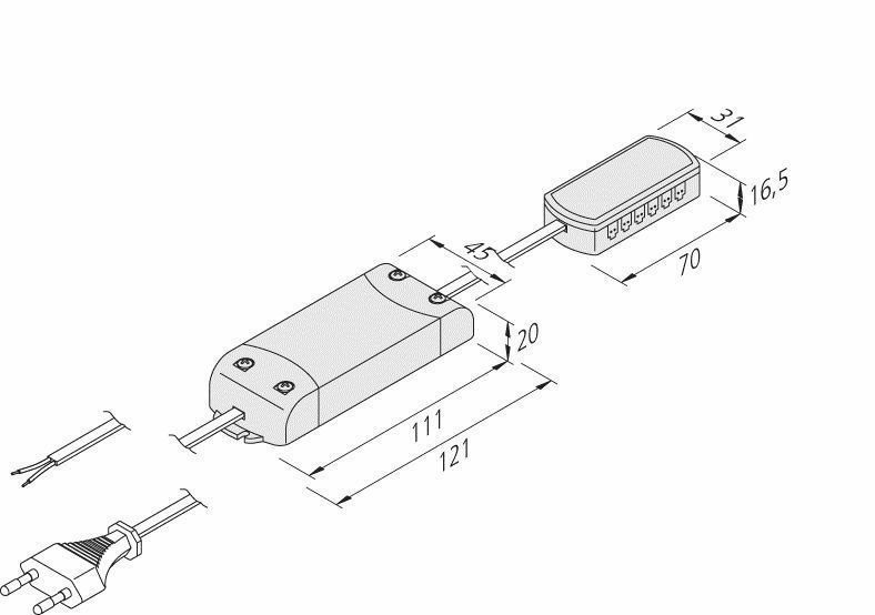 Hera 20604001101 LED-Trafo 24V/15W mit Eurostecker