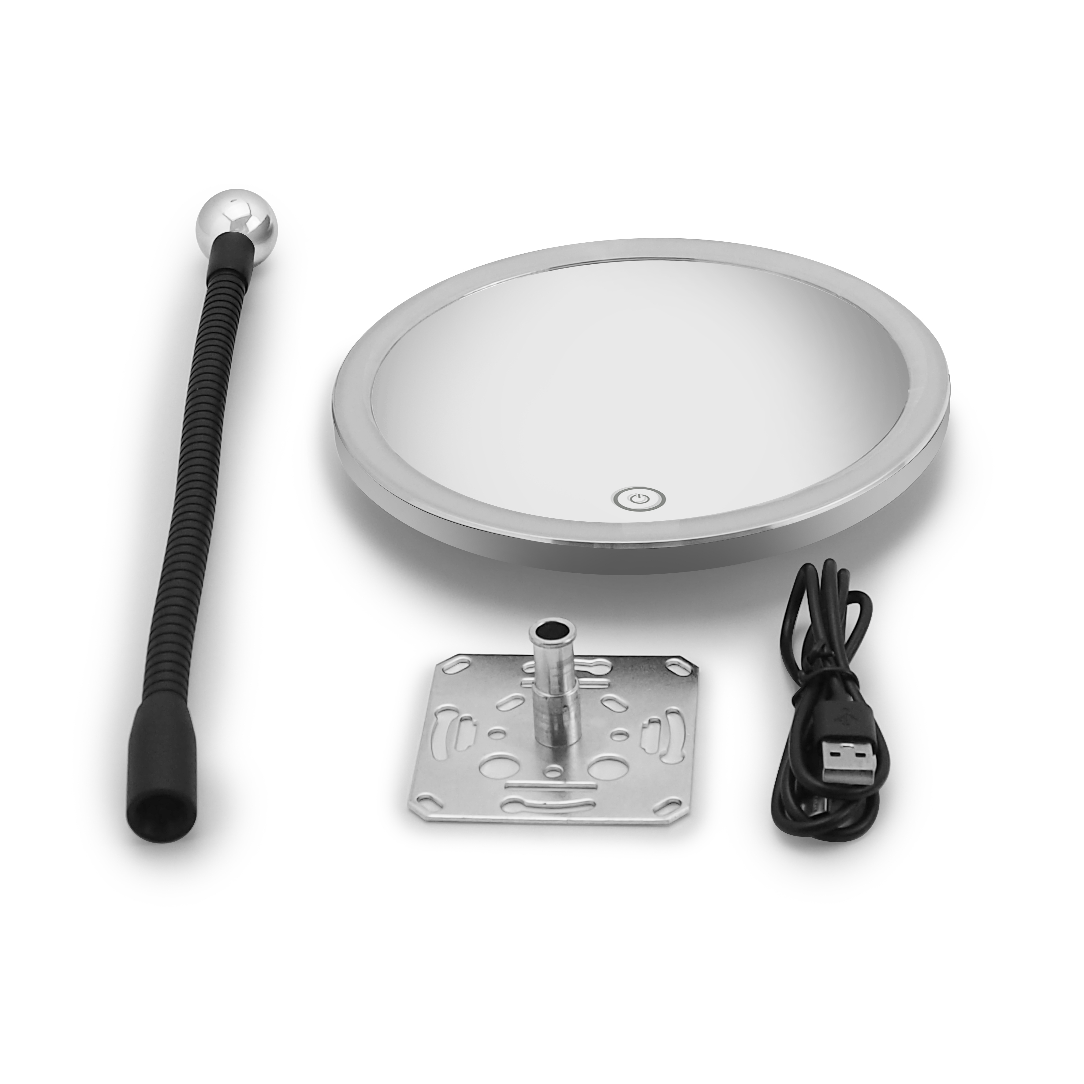 qles KSP0403 Kosmetikspiegel Silber mit Flexarm, für Merten System-M, Schwarz matt
