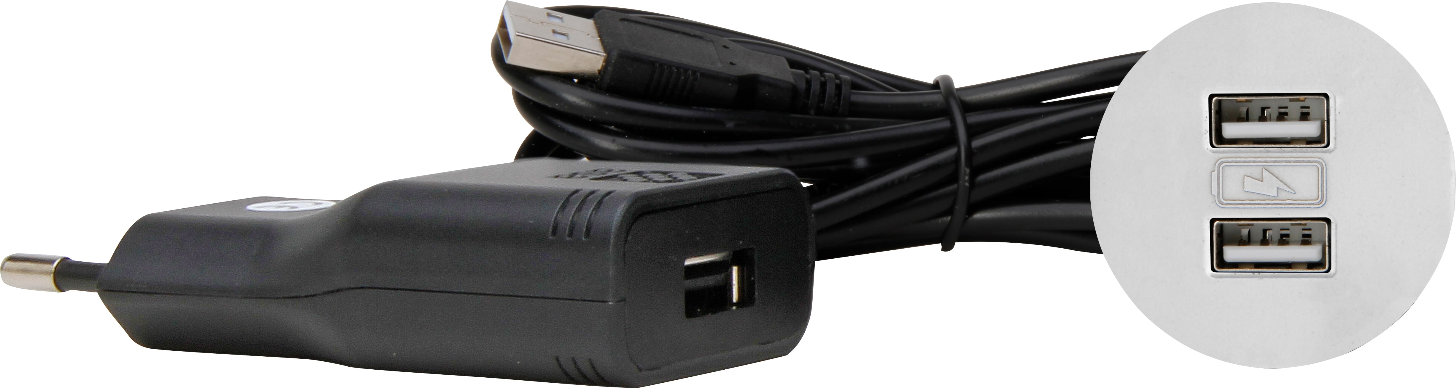 Kopp 939720019 VersaPICK USB Einbauset mit 2x USB, rund, weiß Kunststoff