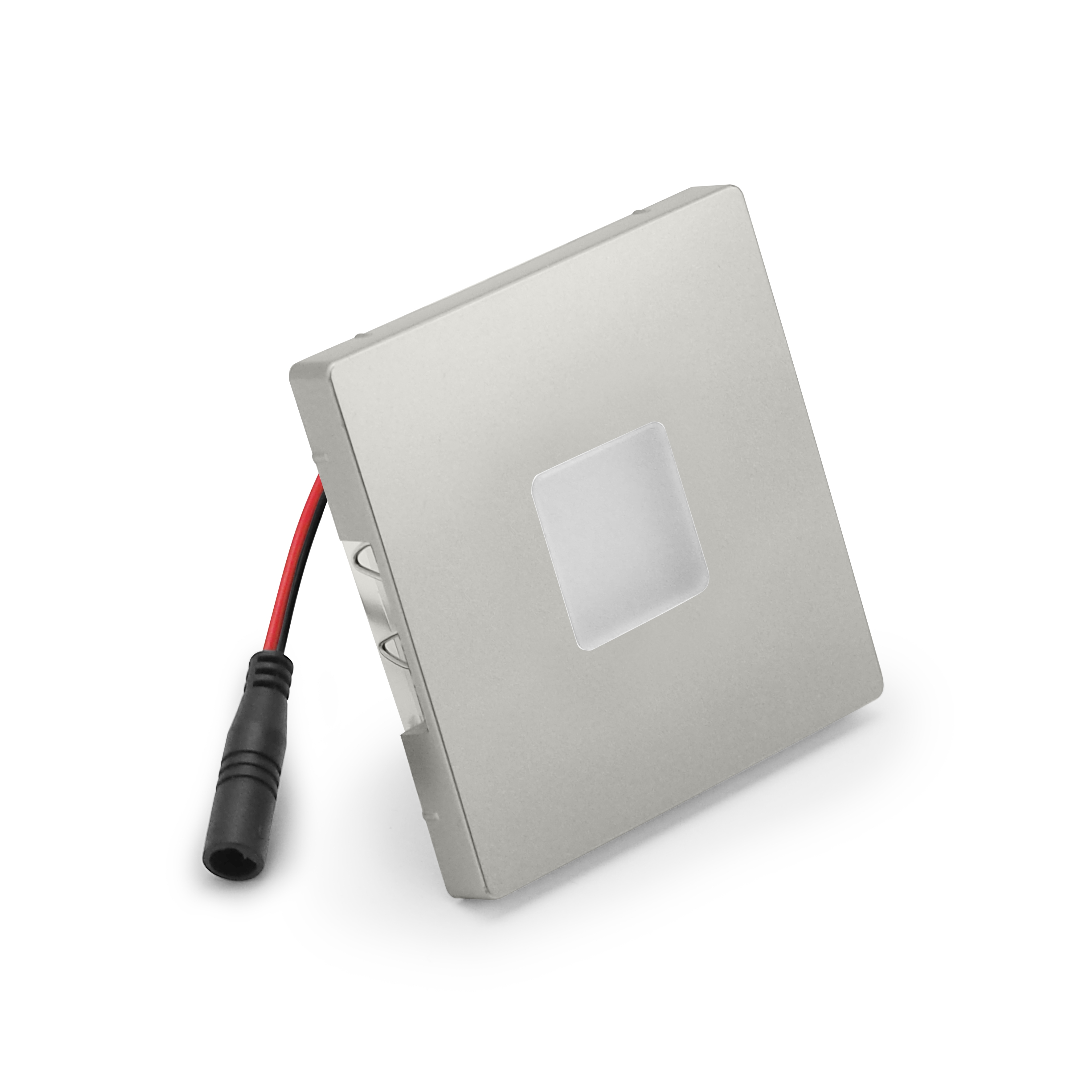 qles WEQ6036 Wandeinbauleuchte Quadrat, für Merten D-Life, beleuchtet/LED/warmweiß (3000k), Edelstahl, lackiert, IP44