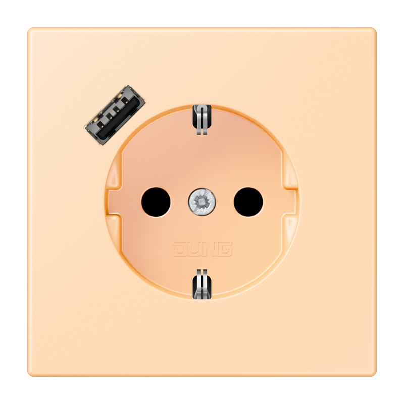 Jung LC152018A223 Schutzkontakt-Steckdose mit USB-Ladegerät Typ A, Safety+, Les Couleurs® 32060, ocre