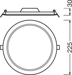 LEDVANCE Downlight flach 18W Ø210mm, warmw., nicht dimmbar
