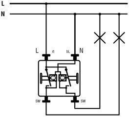 Jung 505KOU5 Wipp-Kontrollschalter (Einsatz) 10 AX 250 V~, Serien mit 2 Glimmlampen Art.-Nr.: 94